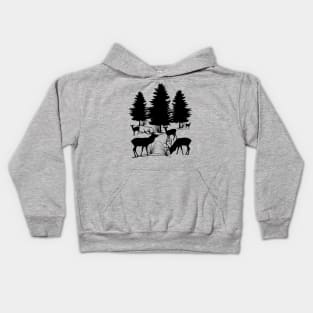 Animals, forest, deer, roe deer, tree, antler Kids Hoodie